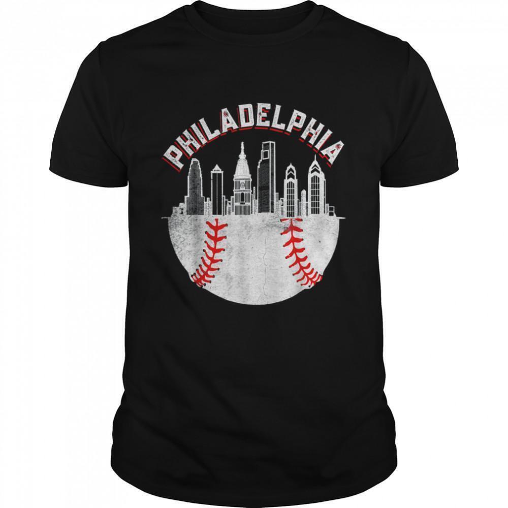 Philadelphia Baseball Skyline Retro Philly Cityscap Shirt